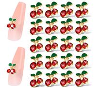 WLLHYF 20 Pieces 3D Cherry Nail Charms Reds，Kawaii Nail Rhinestones Art DIY Crystal Nail Jewels Designs Nail Gems for Girls Nail Makeup Phone Clothes Shoes Bag Decoration Craft