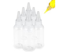 WLLHYF 2oz Applicator Bottle 6pcs Plastic Empty Squeeze Bottles Hair Color Applicator Bottle Transparent Refillable Oil Bottles for Hair Oils Liquids with Twist Top Cap and Labels