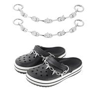 WLLHYF 2PCS Metal Shoe Charms, Cool Punk Goth Spikes Chain Removable DIY Rivets Shoe Decorations Detachable Shoe Accessories for Clog Sandals Slippers (Silver)