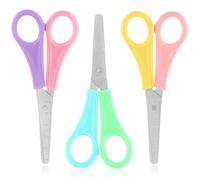 WLLHYF 3 Pack 5" Safety Scissors Tip Stainless Steel Comfort Soft Grip School Classroom Small Scissors Assorted Colors for Art Supplies Student Cutting Paper (PinkPurple/OrangeYellow/Bluegreen)