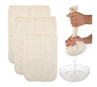 WLLHYF 3 Pack Cotton Nut Milk Bags Fine Mesh Reusable Cheese Cloth Food Yogurt Strainer Cheesecloth Bag Cold Brew Bags for Cheese Making Coffee Straining Juice Juicing