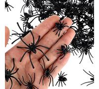 WLLHYF 3 Sizes 120 Pieces Plastic Spiders Mini Fake Tiny Spiders Halloween Realistic Spiders Black Prank Prop for Home and Party Decorations for Adults, 2 x 1.8 Inch, 1.5 x 0.8 Inch, 0.9 x 0.6 Inch