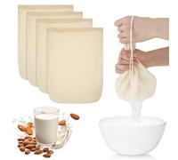 WLLHYF 4 Pack Cotton Nut Milk Bag 12×8 Inches Fine Mesh Cheese Cloth Multiple Usage Reusable Food Strainer Professional Cold Brew Filter for Straining Juice Coffee Yogurt Tea (Cotton, 12×8 in)