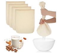 WLLHYF 4 Pack Cotton Nut Milk Bag 18×12 Inches Fine Mesh Cheese Cloth Multiple Usage Reusable Food Strainer Professional Cold Brew Filter for Straining Juice Coffee Yogurt Tea (Cotton, 18×12 in)