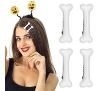 WLLHYF 4 Pack White Bone Hair Clips Goth Barrettes Halloween Vivid Dog Bones Hairpins Alligator Side Band Clips Cosplay Costume Hair Accessories for Women Girl Pebbles Party Christmas