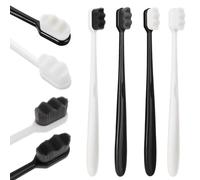 WLLHYF 4 PCS Extra Soft Toothbrush Micro Nano Toothbrushes with 20000 Bristles Sterile Fiber Adult Toothbrush Painless Brushing for Sensitive Teeth Oral Recession Adult Kid Children (Black, White)