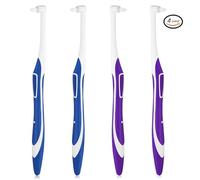 WLLHYF 4 Pcs Tuft Toothbrush Tufted Brush Interspace Toothbrushes End-Tuft Tapered Trim Toothbrush Soft Trim Orthodontic Interdental Brushes for Detail Cleaning (2 Blue 2 Purple)