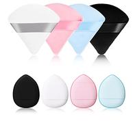 WLLHYF 4 Pieces Triangle Powder Puff 4 Pieces Mini Finger Makeup Sponges Puff With Strap Velour Powders Puffs for Mineral Powder Cosmetic Loose Powder Body Powder Wet Dry Foundation Beauty Tool