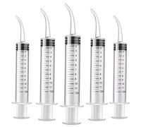 WLLHYF 5 Pcs Dental Syringes, 12ml Oral Dental Irrigation Syringe with Curved Tip and Measure Scale Teeth Syringe Irrigation Syringes for Oral Dental Care Cleaning