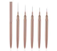 WLLHYF 5Pcs Nail Art Liner Brushes, Painting Nail Art Brushes for Long Lines, Details, Fine Drawing Nail Dotting Drawing Tool Set 7mm/9mm/11mm/15mm/25mm(Gold