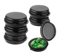 WLLHYF 6 Packs Small Pill Box Travel Pill Container Mini Pill Organizer Portable Pills Storage Case for Purse Pocket Round Pill Case Holder Vitamin Dispenser for Different Medicines (6 Black)