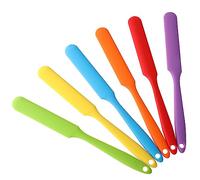 WLLHYF 6pcs Color Silicone Spatula 9.8in Non Stick Baking Icing Scraper, Long Handle Pastel Spreader Mixing Stir Sticks Cake Cream Pancake Fruit Resin Spread Scraper Set (Mix 6 Colors)