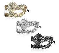WLLHYF Adult Masquerade Mask Mysterious Fun Lace Masks for Couples Women Men Lace Headpiece Disguise for Costumes Party Ball Prom Cosplay Photo Shoot (hot gold/black/hot silver)