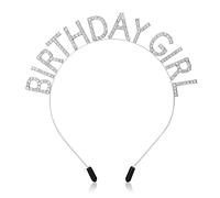 WLLHYF Birthday Crowns Girl Headband Birthday Sash Bling Rhinestone Hair Band Princess Tiara Sweet Happy Birthday Accessories for Women Girls Party Christmas Festival Decorations