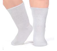 WLLHYF Extra Wide Socks Swollen Feet, Bariatric Socks Non Slip Cast Sock Super Wide Socks Lymphedema Diabetic Non Binding Socks Neuropathy Swelling Feet Socks (white), One Size Plus