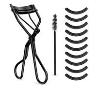 WLLHYF Eyelash Curler Kit, Beauty Eyelash Comb with 10 Black Silicone Refill Pads and 1 Mascara Brush Metal Eyelash Separator Universal Lash Curler Makeup Tool for Women and Girls