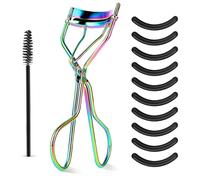WLLHYF Eyelash Curler Kit, Beauty Eyelash Comb with 10 Black Silicone Refill Pads and 1 Mascara Brush Metal Eyelash Separator Universal Lash Curler Makeup Tool for Women and Girls