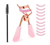 WLLHYF Eyelash Curler Kit Metal Eye Lashes Curler, Professional Makeup Tool with Built-in Comb Eye with 10 Replacement Refill Pads Get Dramatically Curled Eyelashes for Women Girl