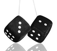 WLLHYF Fuzzy Plush Dice, Pair of Black Hanging Soft Plush Dice with Dots Couple Car Ornament Decorative Vintage Retro Accessory for Automotive Interior Mirrors (Black)