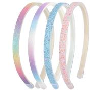 WLLHYF Glitter Headband, 4pcs Plastic Sparkly Cute Non Slip Chunky Hairbands, Thick Bling Confetti Rainbow Hair Bands with Teeth, Little Girls Colorful Hair Accessories