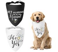 WLLHYF My Humans are Getting Married She Said Yes Dog Bandana Pets Scarf Triangle Bibs Kerchief Set Wedding Photo Prop Decoration Pet Costume Accessories for Dog Lovers Small Medium Large Dogs Cats