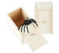 WLLHYF Original Spider Prank Box, Handcrafted Wooden Spider Spider Box Halloween Pranks Stuff Toys for Adults Kids