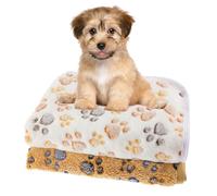 WLLHYF Pet Blanket 2 PCS Flannel Cozy Warm Calming Blanket Paw Print Throw Bed Cover for Cat Dogs Puppy Kitten, Brown White Small (23x16 Inch)