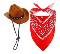 WLLHYF Pet Cowboy Costume Dog Halloween Costumes Pet Mini Cowboy Hat Bandana Scarf West Accessories for Small Medium Large Dogs Cat Daily Wearing Holiday Halloween Festival Party Decoration