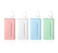 WLLHYF Portable Dental Floss Case Automatic Dental Floss Pick Organizer Case Travel Flosser Dispenser Storage Case Refillable Holder Boxes with 10 Floss Picks for Teeth Clean (White+Blue+Green+Pink)