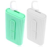 WLLHYF Portable Dental Floss Case Automatic Dental Floss Pick Organizer Case Travel Flosser Dispenser Storage Case Refillable Holder Boxes with 10 Floss Picks for Teeth Clean (White+Green)