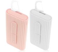 WLLHYF Portable Dental Floss Case Automatic Dental Floss Pick Organizer Case Travel Flosser Dispenser Storage Case Refillable Holder Boxes with 10 Floss Picks for Teeth Clean (White+Pink)