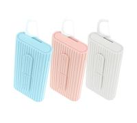WLLHYF Portable Dental Floss Case Automatic Dental Floss Pick Organizer Case Travel Flosser Dispenser Storage Case Refillable Holder Boxes with 10 Floss Picks for Teeth Cleaning (White+Blue+Pink)