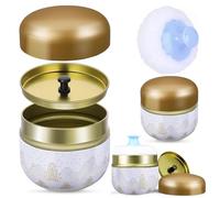 WLLHYF Powder Case Large Fluffy Puff Baby After-Bath Powder Puff Kit Body Cosmetic Container Tin Set Foundation Powder Box Beauty Application Tool for Women Dry(White-Gold)