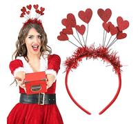 WLLHYF Sequins Heart Headband Glitter Heart Hair Band Hearts Shape Decor Headband Red Hearts Head Bopper Hair Accessoires for Christmas Valentine's Day Birthday Party Gift