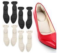 WLLHYF Shoe Insoles Breathable Sponge Heel Insoles with Heel Grips Shearable Heel Cushions High Heel Inserts for Women Loose Shoes Metatarsal Arch Foot Pain (4, Black/Skin)