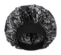 WLLHYF Silk Bonnet for Men, Satin Bonnet Single Layer Elastic Band Silk Sleep Cap Black Soft Adjustable Hair Cap Hair Wrap Large Bonnets for Women Sleeping (Amoeba Black)