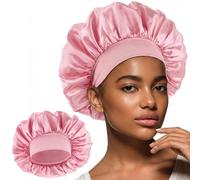 WLLHYF Silk Bonnet for Men, Satin Bonnet Single Layer Elastic Band Silk Sleep Cap Black Soft Adjustable Hair Cap Hair Wrap Large Bonnets for Women Sleeping (Pink)