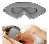 WLLHYF Silk Sleep Mask, 3D Stereo Deep Sleep Eye Mask Comfortable Adjustable Cute Block Out Light Eye Covers for Man and Woman All Night Sleep (Gray)