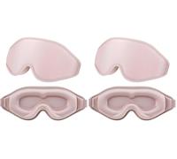 WLLHYF Silk Sleep Mask, 3D Stereo Deep Sleep Eye Mask Comfortable Adjustable Cute Block Out Light Eye Covers for Man and Woman All Night Sleep (Pink) (Pack of 2)