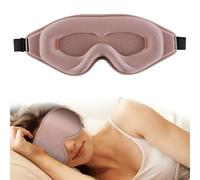WLLHYF Silk Sleep Mask, 3D Stereo Deep Sleep Eye Mask Comfortable Adjustable Cute Block Out Light Eye Covers for Man and Woman All Night Sleep (Rose Gold)