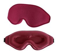 WLLHYF Silk Sleep Mask, 3D Stereo Deep Sleep Eye Mask Comfortable Adjustable Cute Block Out Light Eye Covers for Man and Woman All Night Sleep (Maroon)