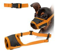 WLLHYF Soft Nylon Muzzle - Breathable Mesh Muzzle for Small Dogs (Orange)
