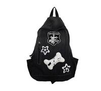 WLLJYSJZL Y2K Star Backpack,Grunge Goth Denim Bookbag,Punk Rock Emo Backpack for Women Men Monster 2000s Gradient Backpack, 8-black, L, Fashion