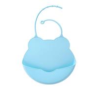 WLLLO Silicone Bib Baby Eating Bib Baby Saliva Waterproof Rice Bag Pocket Children's Three-Dimensional Soft Bib,Blue