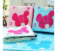 WLLLO Three Layers Gauze, Baby Cotton Wash Towel, Cotton Cartoon, Wipe Towel,Pink Bear,30X50Cm
