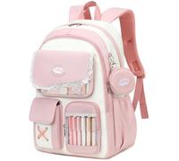 WLLLXY Girls Backpack for School Cute Bookbag with Mini Coin Purse 15.6 Inch Laptop Backpack, Pink, L, School Backpack