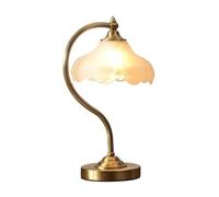 WLLWHF Ceramic Table lamp American Style Copper Table Lamp Bedside Desk Nightstand Lamp with Glass Flower Lampshade,Floral Shape Nightstand Desk Light