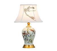 WLLWHF Ceramic Table lamp Chinese Style Ceramic Table Lamp Nightstand Lamp with Fabric Lampshade Living Room, Bedroom Study Reading Lamp