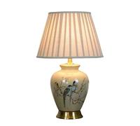 WLLWHF Ceramic Table lamp Retro Hand Painted Flowers and Birds Table Lamp Living Room Bedroom Bedside Lamp Ceramic Vase Table Lamp(B,33 * 50cm)