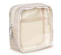 WLLWOO Clear Makeup Bag for Purse Mini Cosmetic Pouch PVC Transparent Travel Toiletry Organizer Waterproof Zipper Women Car Daily Essentials, 1pcs-Mini-Beige, 4.92 x 1.97 x 4.92 inches, Minimalist
